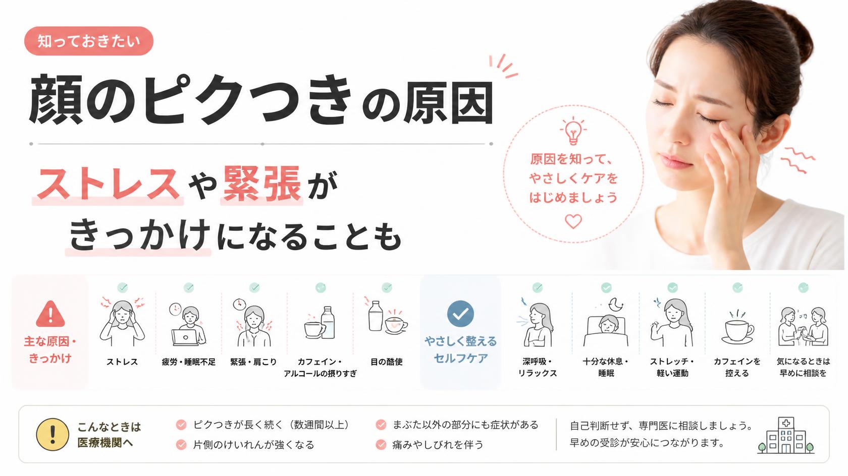 顔が引きつる原因|ストレス・緊張が引き金になることも