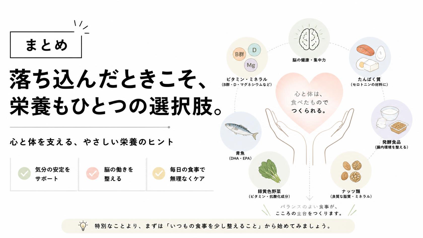 まとめ｜心の落ち込みには“栄養”という選択肢もある