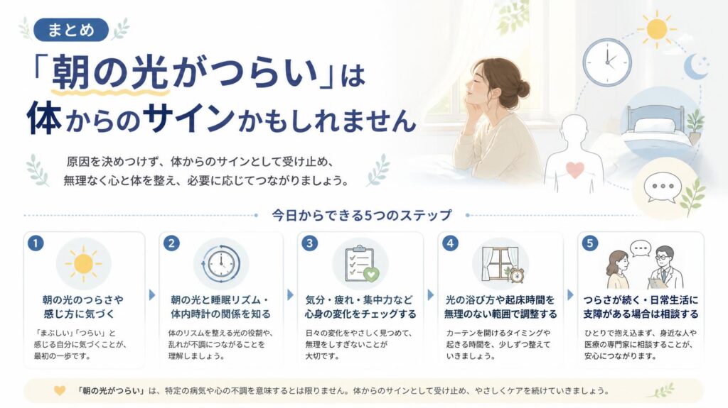 まとめ|“朝の光がつらい”は体からのサインかも