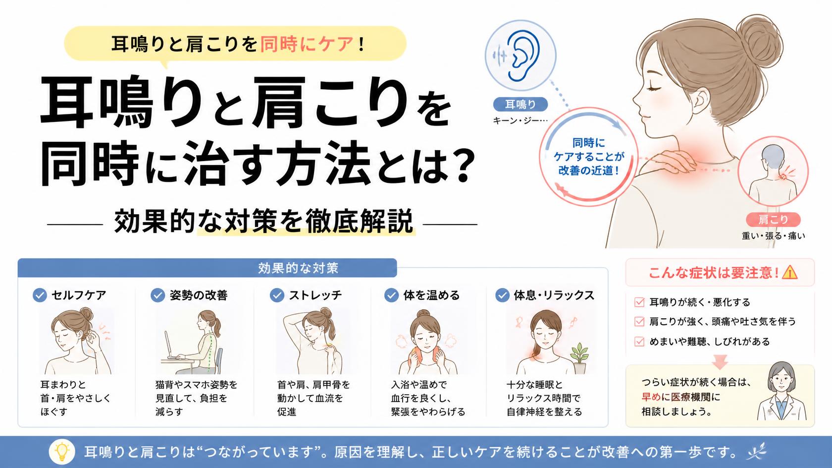 耳鳴り・肩こりを同時にケアするには?効果的な対策