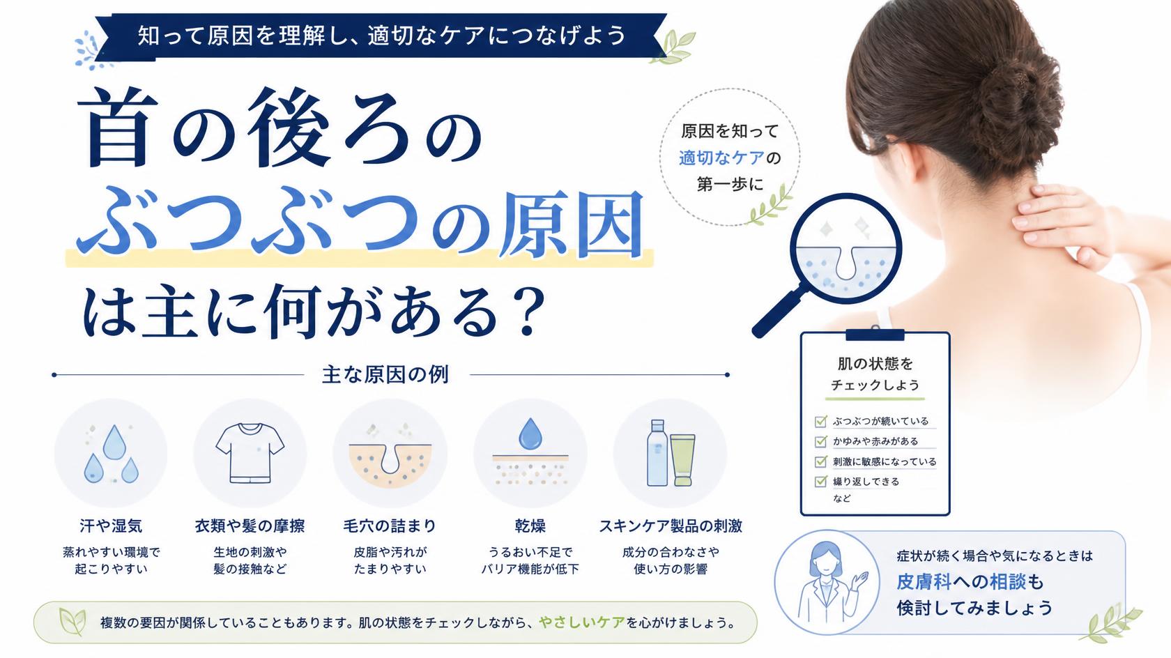 首の後ろにブツブツができる主な原因とは?