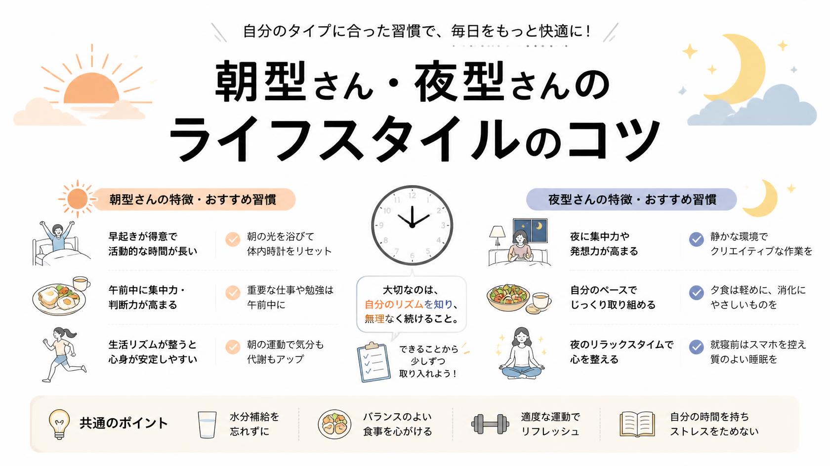 朝型・夜型それぞれに合った生活習慣の工夫