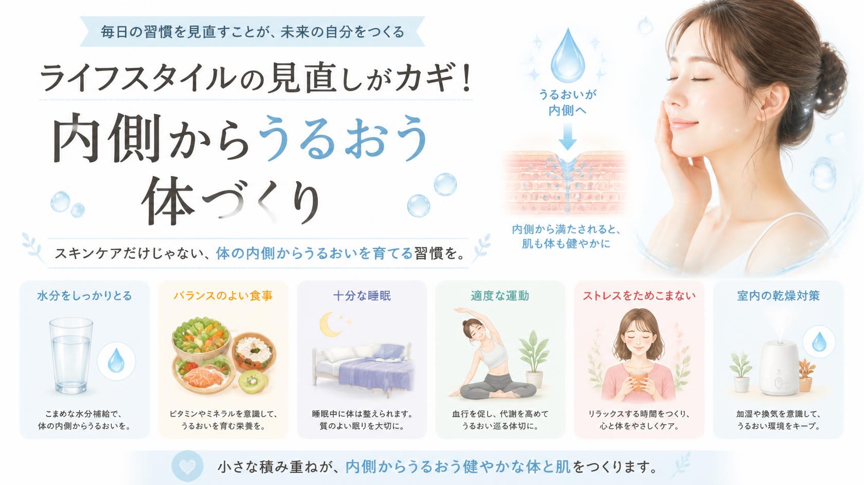 生活習慣の見直しもカギ!内側から潤う体づくり