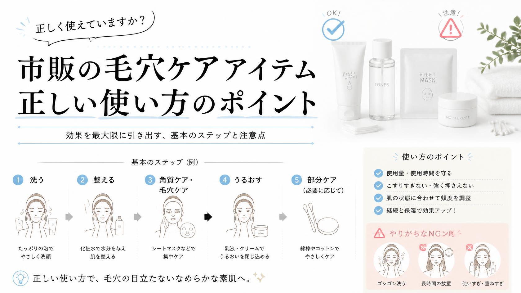 正しく使えてる？市販毛穴ケアアイテムの使い方のコツ