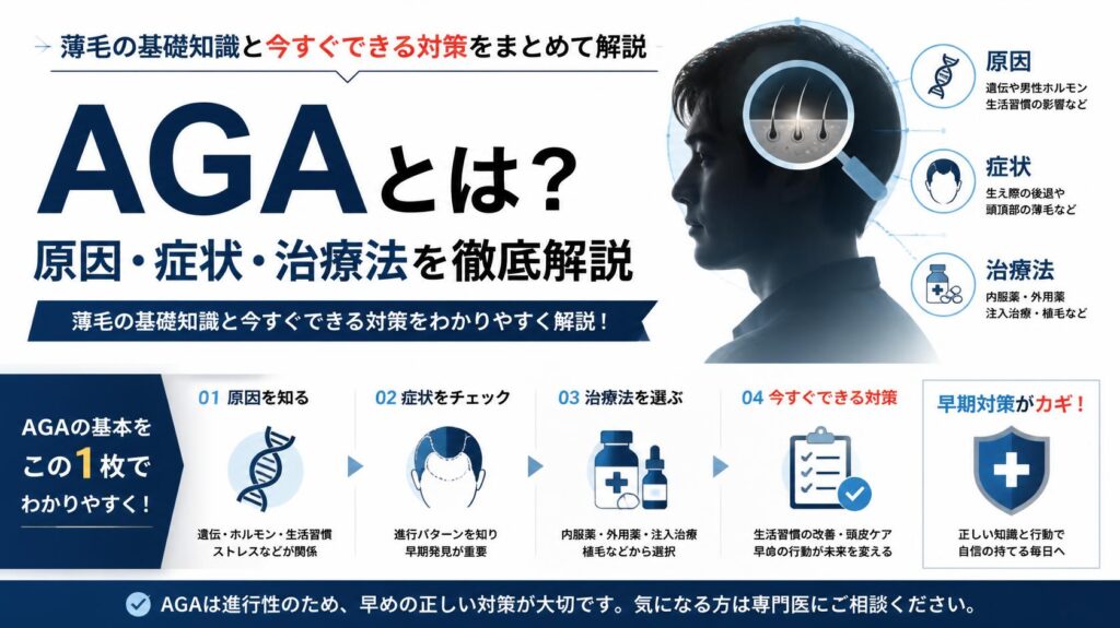 AGAとは?原因・症状・治療法を徹底解説|薄毛の基礎知識と今すぐできる対策まとめ