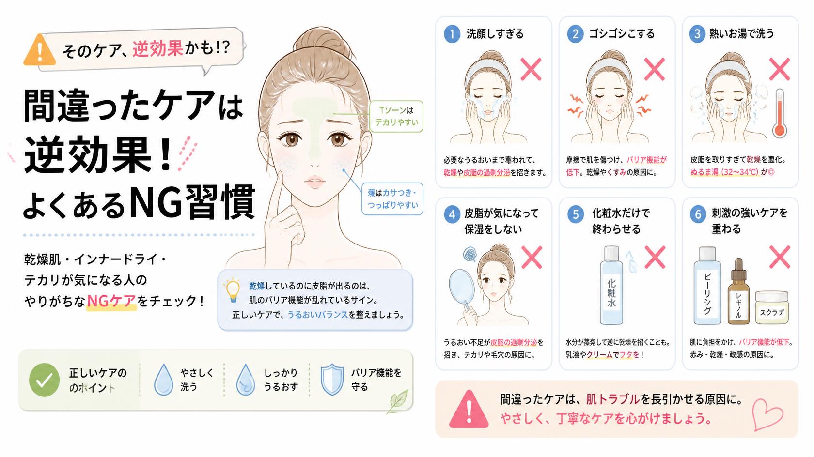間違ったケアは逆効果!やりがちなNG習慣