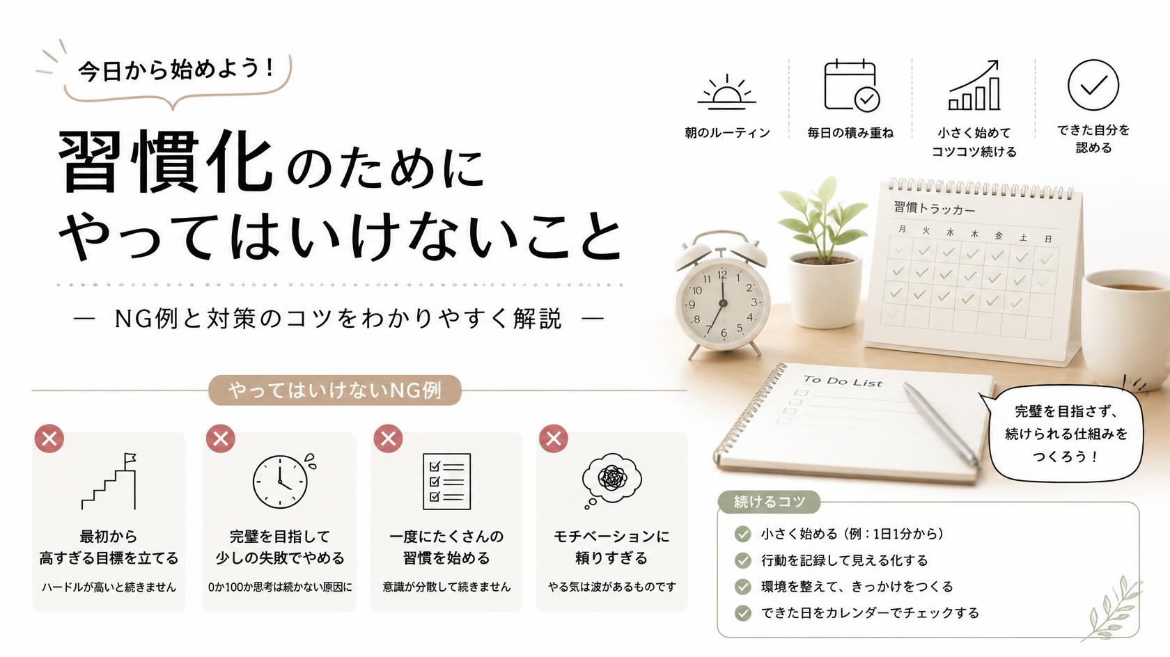 今日からできる!習慣化のコツとNG例