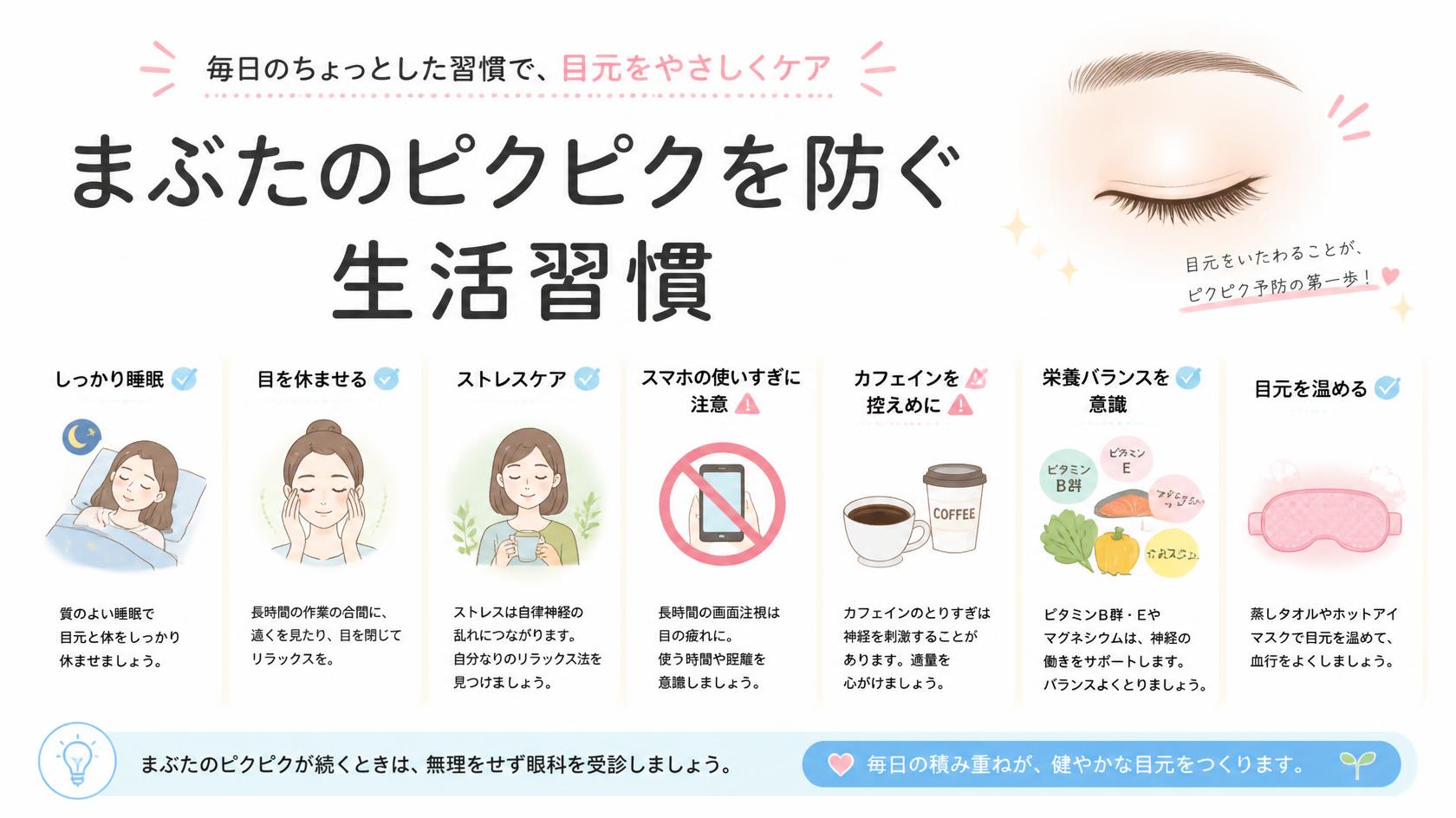 まぶたの痙攣を予防する生活習慣
