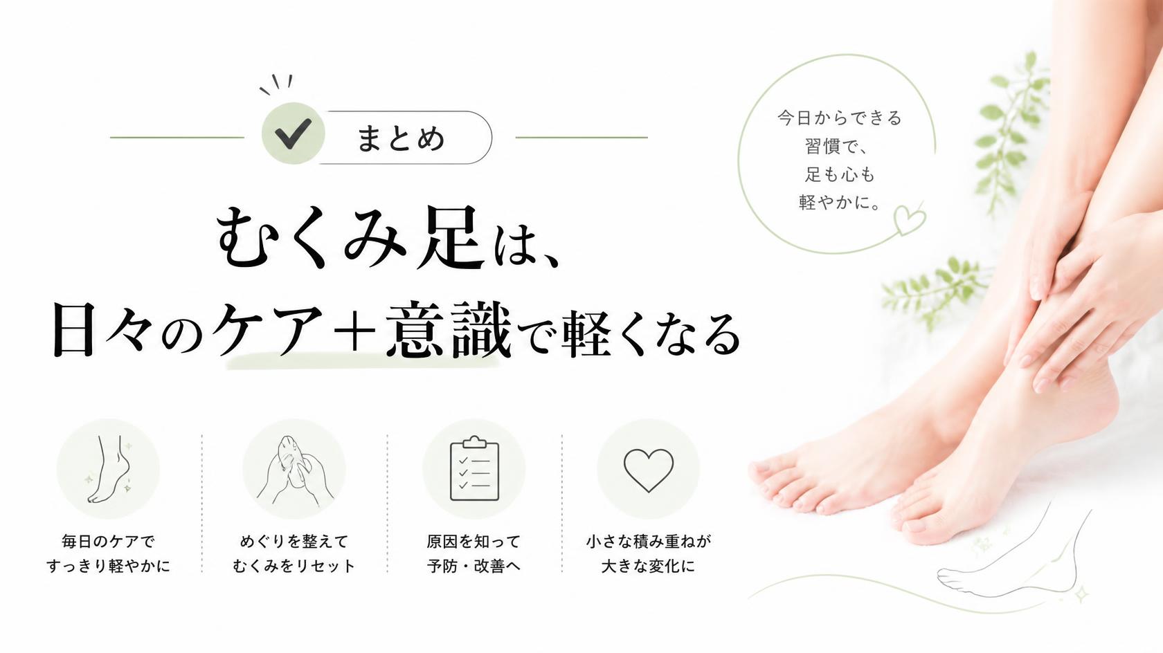 まとめ｜足のむくみは“毎日のケア＋意識”で軽くできる