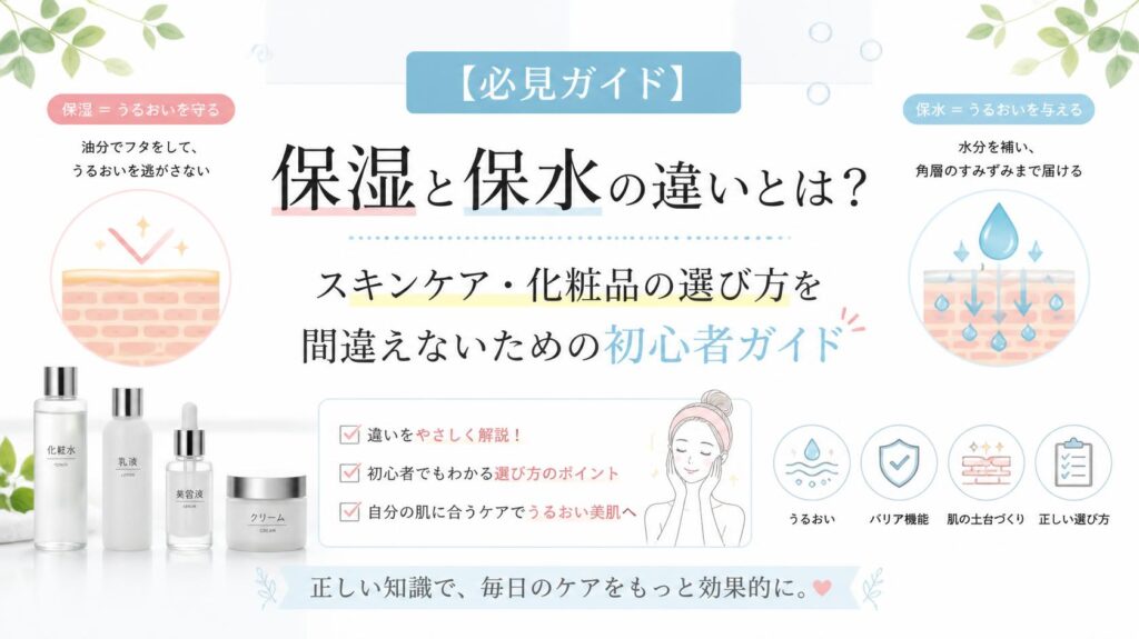 【保存版】保湿と保水の違いとは?初心者でも失敗しないスキンケア&化粧品の選び方ガイド