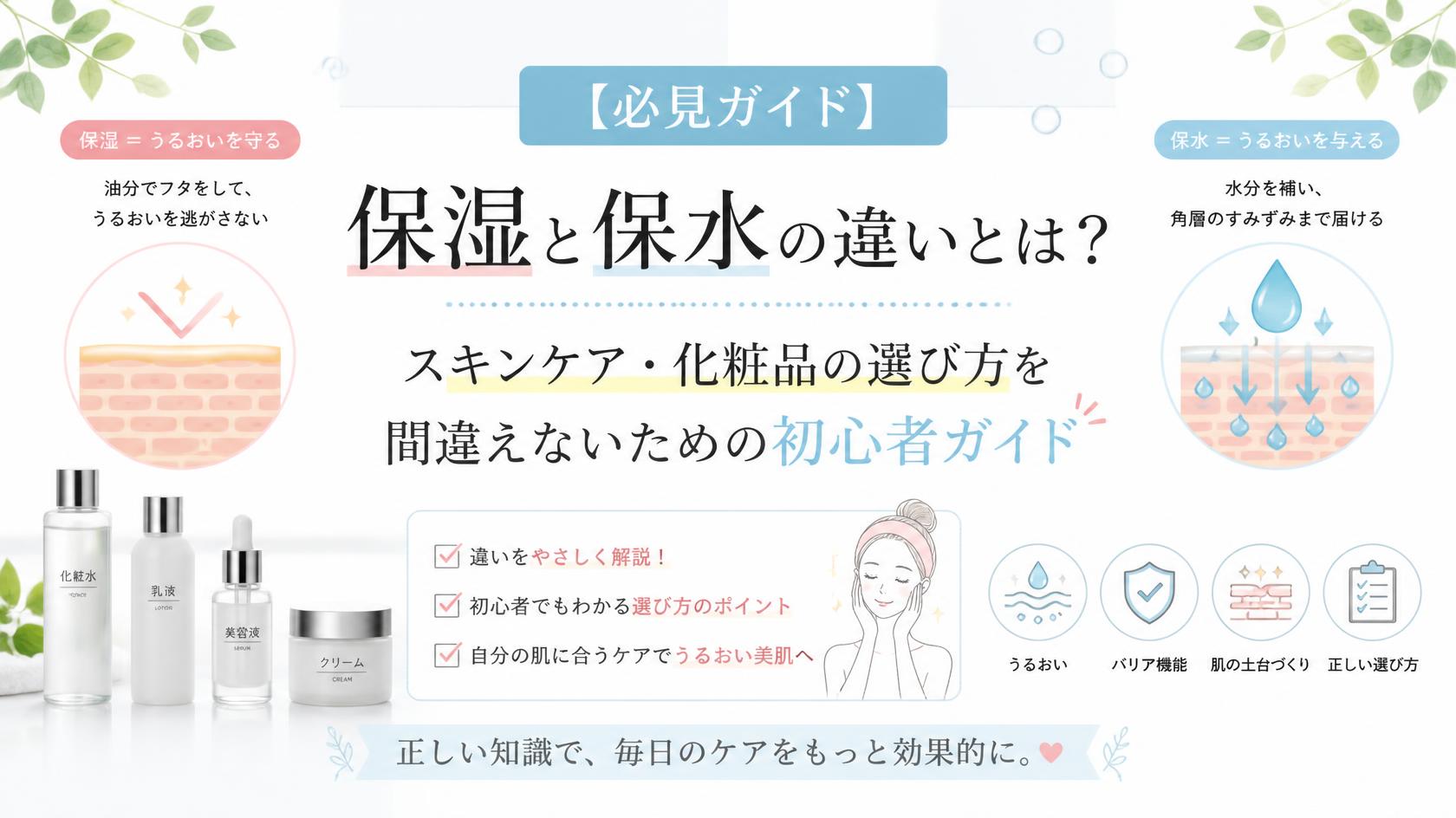【保存版】保湿と保水の違いとは？初心者でも失敗しないスキンケア＆化粧品の選び方ガイド