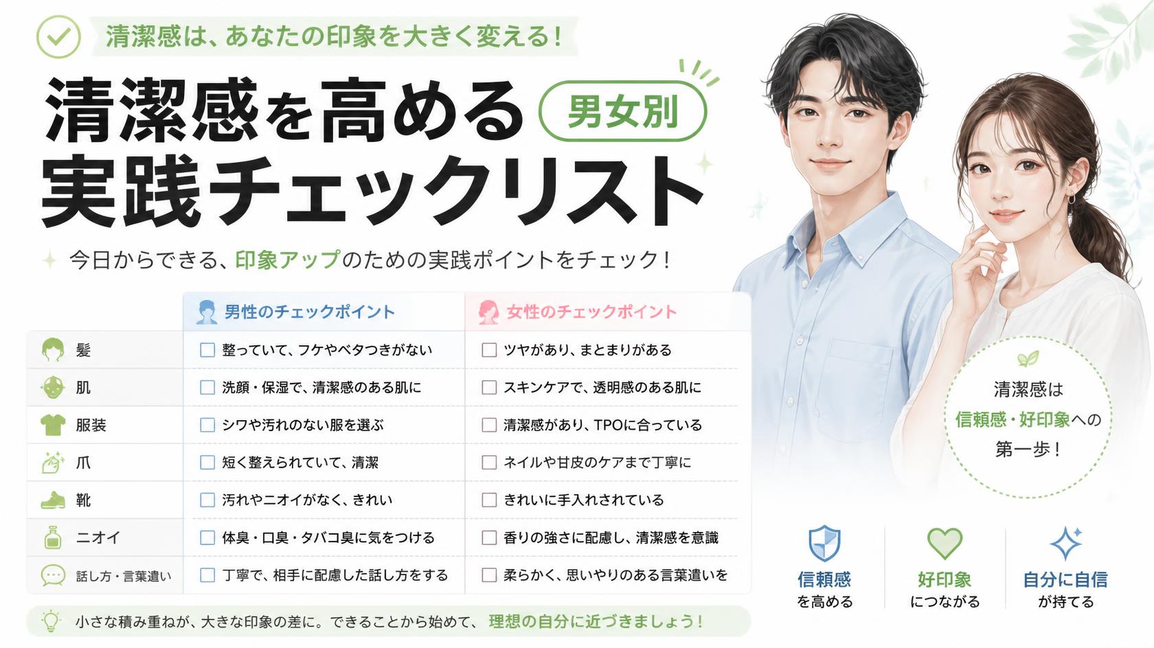 男女別・清潔感アップの実践チェックリスト