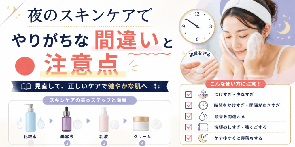 夜のスキンケアでやりがちな間違いと注意点
